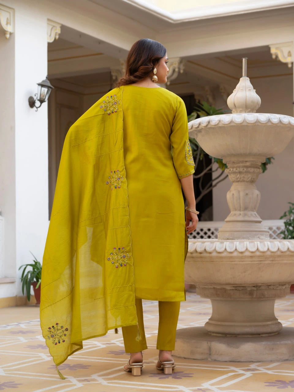 Golden Beige Viscose Silk Kurti Kalyanja Fashion